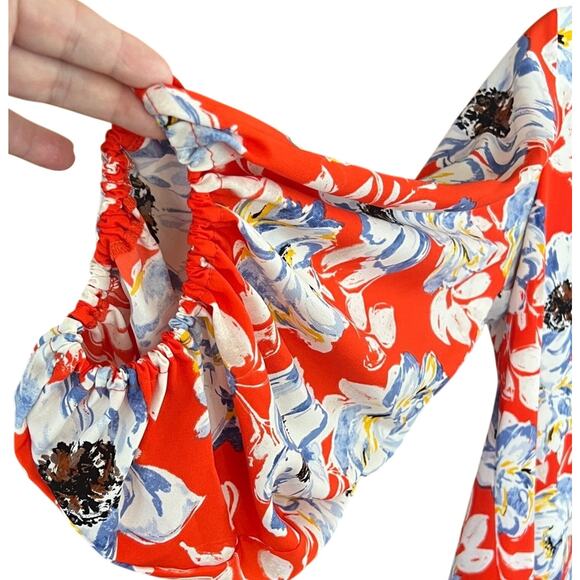 Vici Bright Red Floral Blouse - Picture 3 of 5